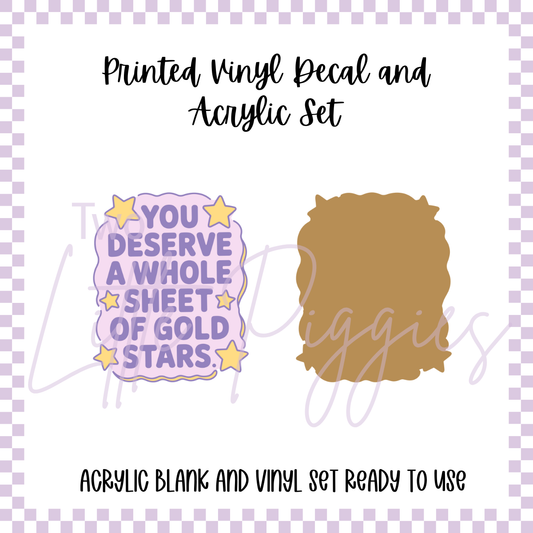 Printed Vinyl and Acrylic Set - A Whole Sheet of Gold Stars