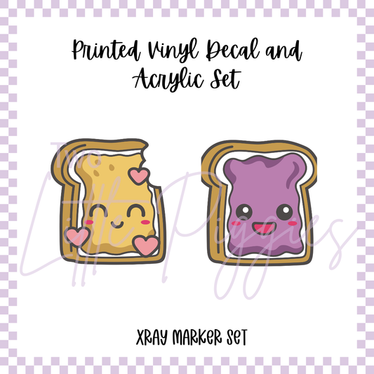 Printed Vinyl and Acrylic Xray Marker Set - Peanut Butter & Jelly