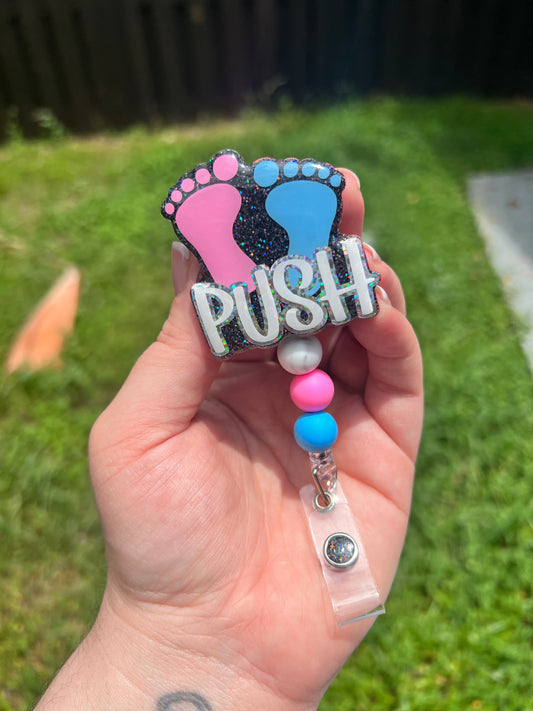 Push Baby Feet Badge Reel