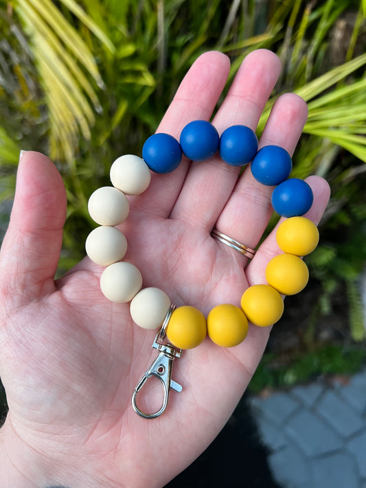 Keychain Wristlet Cream/Blue/Yellow