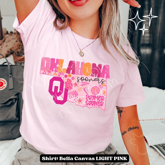 OKLAHOMA SOONERS Preppy State Glitter DTF Transfer