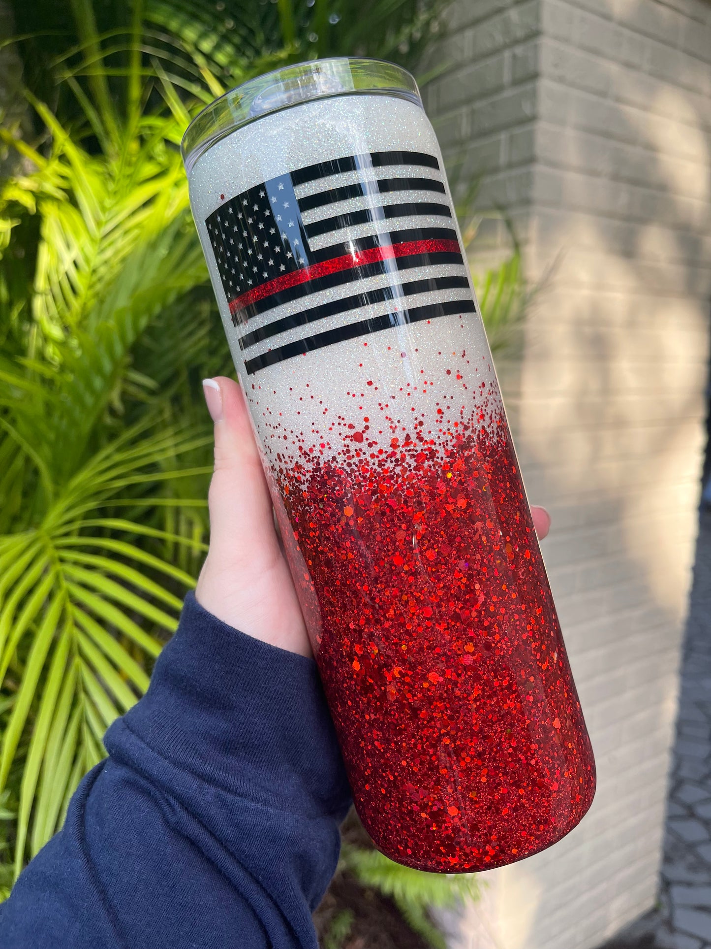 Thin Red Line Tumbler (White/Blue)